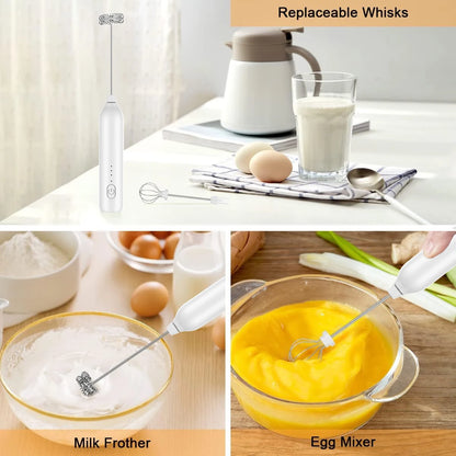 3-Speed Electric Milk Frother – USB Rechargeable Handheld Foam Maker