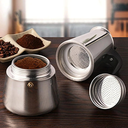 Stainless Steel Stovetop Moka Pot – 4/6/9 Cup Espresso Maker
