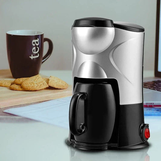 Mini Household Coffee Maker with Grinder – 1 Cup Espresso & Drip Brewer