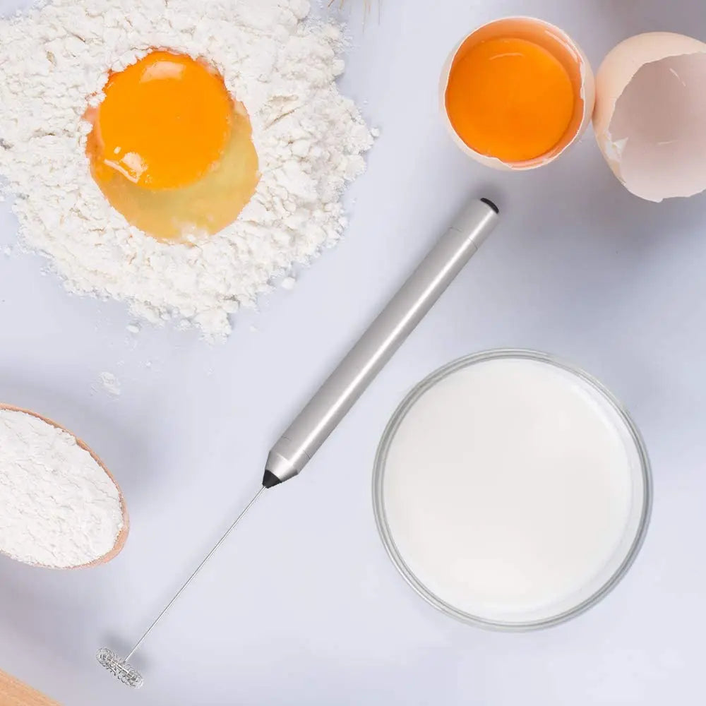 Handheld Electric Milk Frother – Battery-Operated Stainless Steel Foam Maker