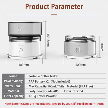 Mini Hand-Pressed Drip Coffee Maker – 1 Cup Portable Brewer