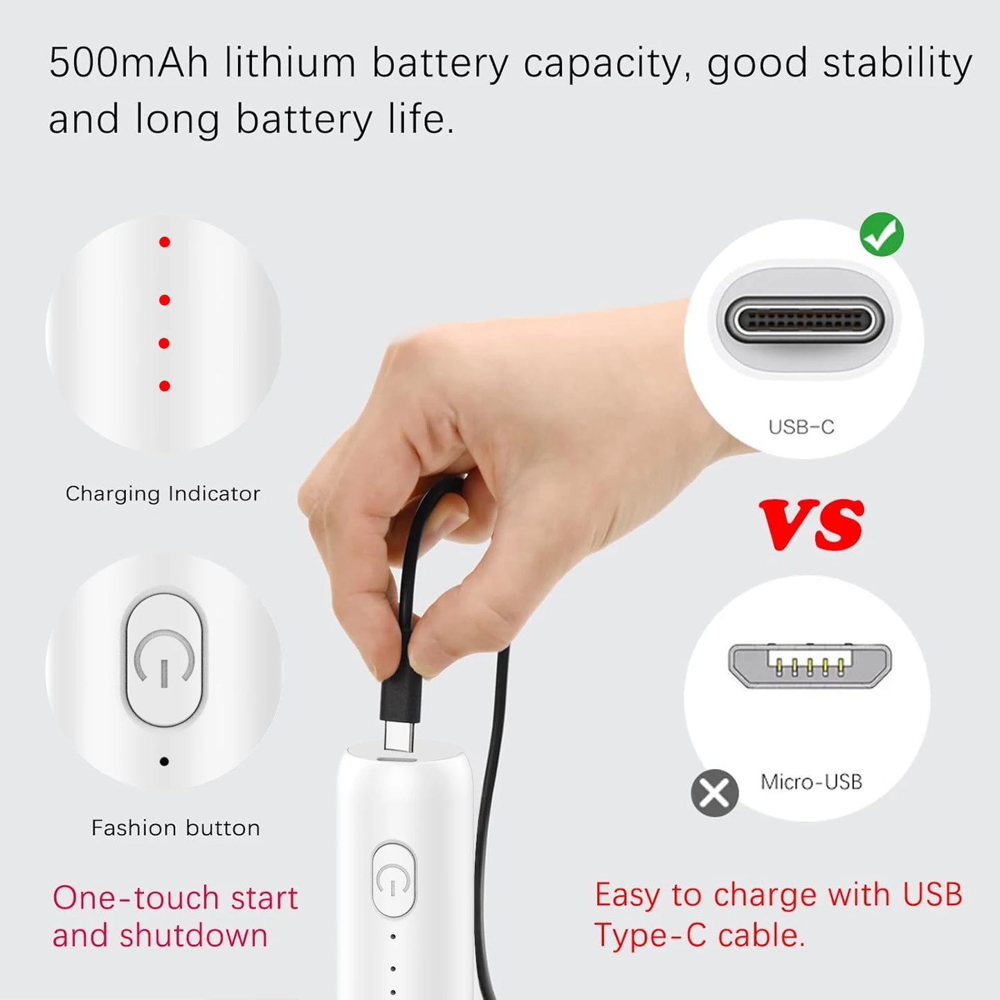 3-Speed Electric Milk Frother – USB Rechargeable Handheld Foam Maker