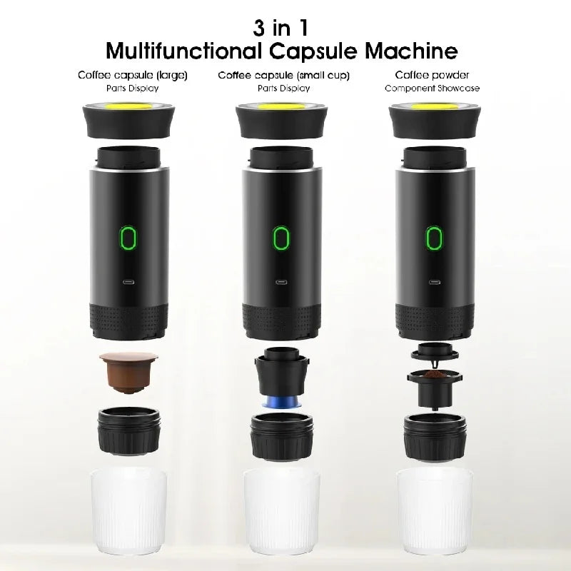 Portable Rechargeable Wireless Electric Espresso Maker – 3-in-1 Travel Coffee Machine