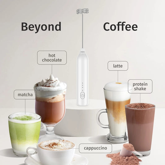 3-Speed Electric Milk Frother – USB Rechargeable Handheld Foam Maker