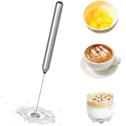 Handheld Electric Milk Frother – Battery-Operated Stainless Steel Foam Maker